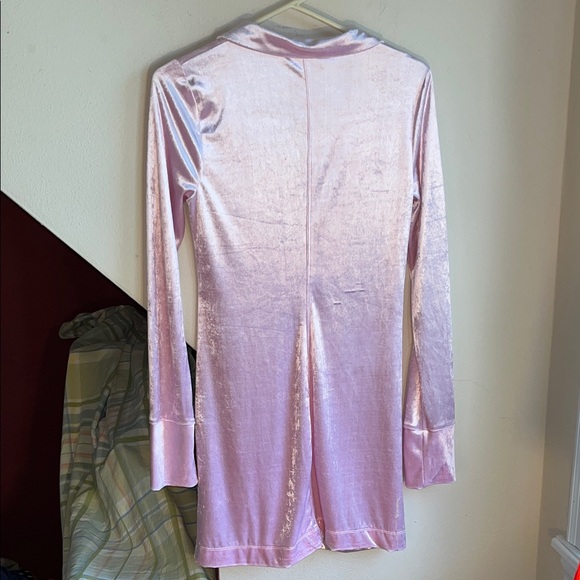 Free People Blush‎ Pink Romantic Button Front Velvet Mini Dress S - Picture 3 of 9